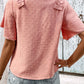 Swiss Dot Shoulder Detail V-Neck Blouse