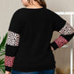 Plus Size Leopard Dropped Shoulder Long Sleeve T-Shirt