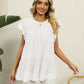 Full Size Swiss Dot Round Neck Tiered Blouse