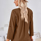 Full Size V-Neck Roll-Tap Sleeve Blouse