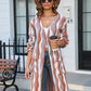 Sophia & Grace Printed Open Front Pocketed Cardigan