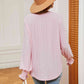 Notched Neck Flounce Sleeve Blouse