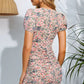 JAVALYNN Floral Puff Sleeve Ruched Plunge Dress