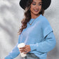 Ruffled Round Neck Dropped Shoulder Sweater