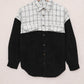 S&T Black Plaid Color Block Curved Hem Shirt Jacket