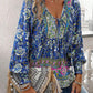 Aurora Lea Bohemian Tie Neck Lantern Sleeve Blouse