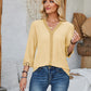 Lace Detail V-Neck Three-Quarter Sleeve Blouse