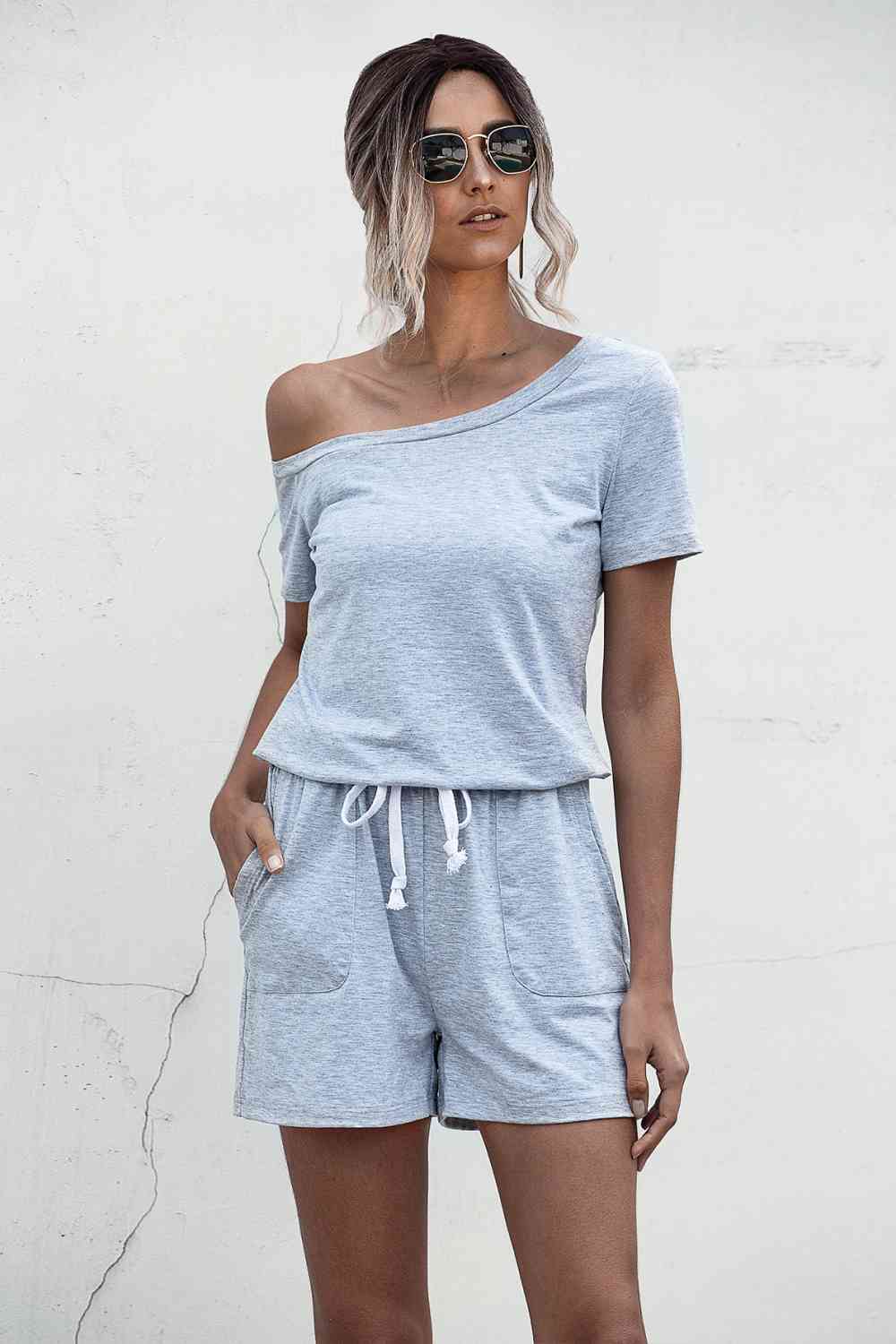 SavannahJayJumpers One Shoulder Tie Waist Romper