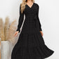 Swiss Dot Tied Surplice Flounce Sleeve Dress