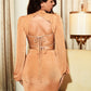 LOVE&LEMONADE Mock Neck Open Back Tied Mini Bodycon Cocktail Dress