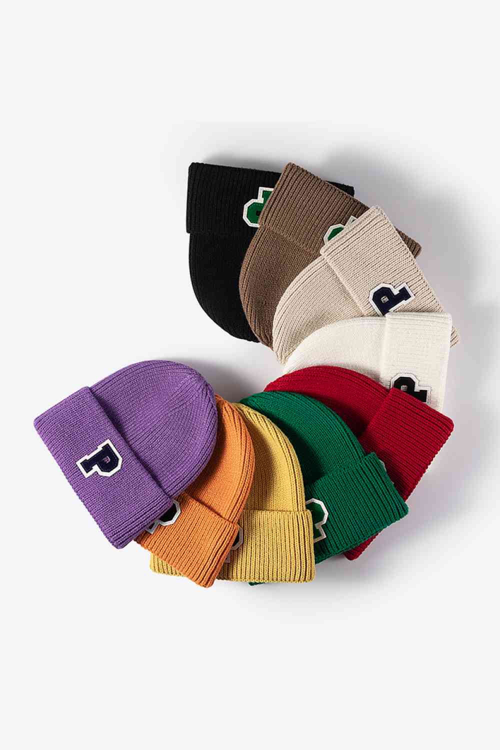 EZBeanie Letter Patch Cuffed Knit Hat Beanie