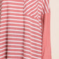 Culture Code Oversize Striped Round Neck Long Sleeve Slit T-Shirt