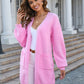 Sophia & Grace Open Front Dropped Shoulder Cardigan with Pocket