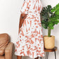 Double Take Camel Printed Surplice Balloon Sleeve Dress