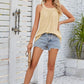 Openwork Round Neck Wide Strap Tank