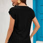Eyelet Round Neck Short Sleeve T-Shirt