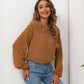 Full Size Swiss Dot Balloon Sleeve Blouse
