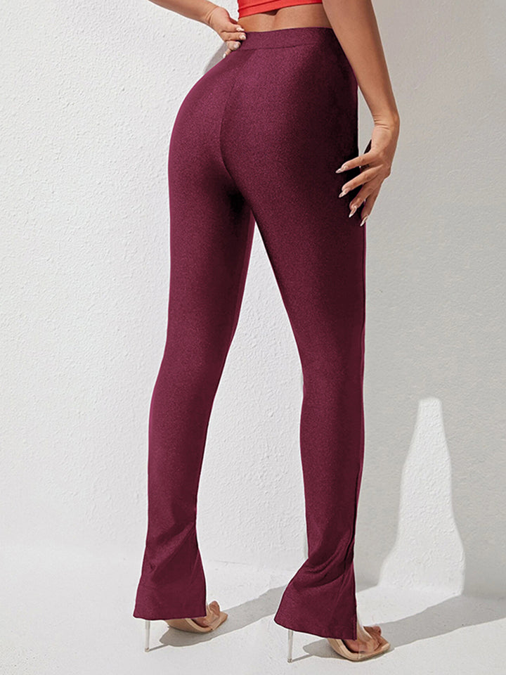 Justine&CC High Waist Slit Skinny Pants