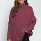 Turtle Neck Long Sleeve Ribbed Sweater