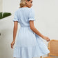 Women's Full Size Smocked Flounce Sleeve Ruffle Hem Dress