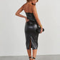 Sophia PU Slit Midi Dress
