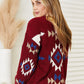 HEYSON Wine Full Size Aztec Soft Fuzzy Sweater