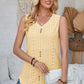 Eyelet Decorative Button V-Neck Tank