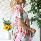 Heimish Full Size Floral V-Neck Short Sleeve Babydoll Blouse