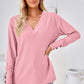 Full Size V-Neck Long Sleeve Blouse
