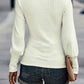 Ribbed Round Neck Lantern Sleeve Knit Top