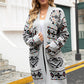 Printed Long Sleeve Cardigan with Pocket