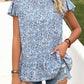 Ditsy Floral Mock Neck Short Sleeve T-Shirt