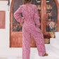 Printed Ruffled V-Neck Balloon Sleeve Jumpsuit