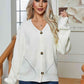 White Button Up V-Neck Long Sleeve Cardigan