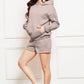 Drop Shoulder Long Sleeve Hoodie and Shorts Set