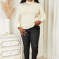 Heimish Cream Full Size Long Sleeve Turtleneck Sweater with Side Slit