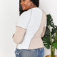 Double Take Khaki Color Block Exposed Seam Top