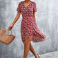 Full Size Floral Surplice Neck Flutter Sleeve Dress