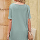 Women's Short Sleeved V-Neck Dropped Shoulder Tunic Top