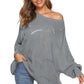 Full Size Round Neck Long Sleeve Openwork Sweater