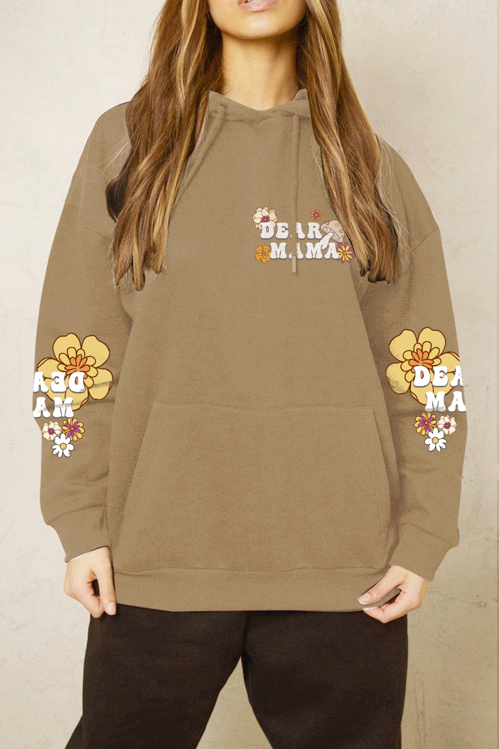 Simply Love Full Size DEAR MAMA Flower Graphic Hoodie