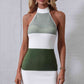 Color Block Halter Neck Knit Dress