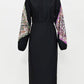 Cap, Drawstring Printed Long Sleeve Dress and Pants Swim Set