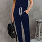 Drawstring Round Neck Sleeveless Jumpsuit