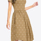 Printed Round Neck Short Sleeve Dress with Pockets