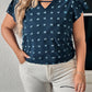Plus Size Swiss Dot V-Neck Flutter Sleeve Tee