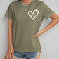 Heart Round Neck Short Sleeve T-Shirt