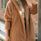 Open Front Hooded Teddy Coat
