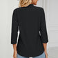 Full Size Eyelet Three-Quarter Sleeve Blouse