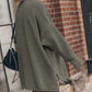 LoversLane Openwork Round Neck Long Sleeve Slit Sweater